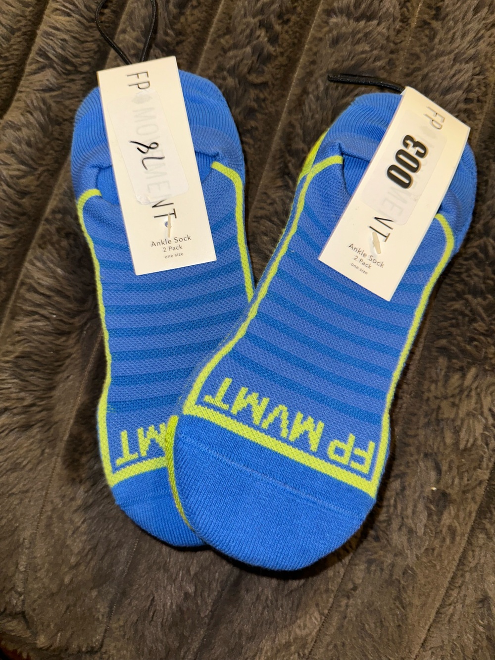 FP Movement by Free People Blue and Neon Green Low-Cut Ankle Socks